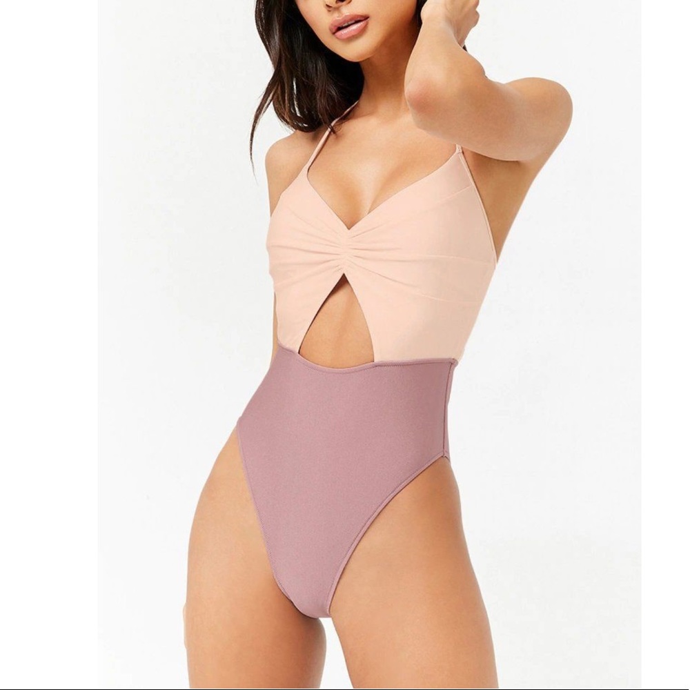 colorblock cutout one-piece swimsuit